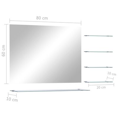 vidaXL Wandspiegel met schap 80x60 cm gehard glas