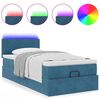 vidaXL Ottoman bed met matras en LED's 90x190cm fluweel donkerblauw