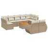 vidaXL 10-delige Loungeset met kussens poly rattan beige