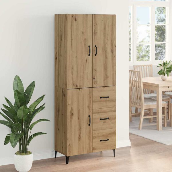 vidaXL Highboard Artisan Eiken 69,5 x 34 x 180 cm Bewerkt hout