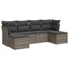 vidaXL 6-delige Loungeset met kussens poly rattan grijs