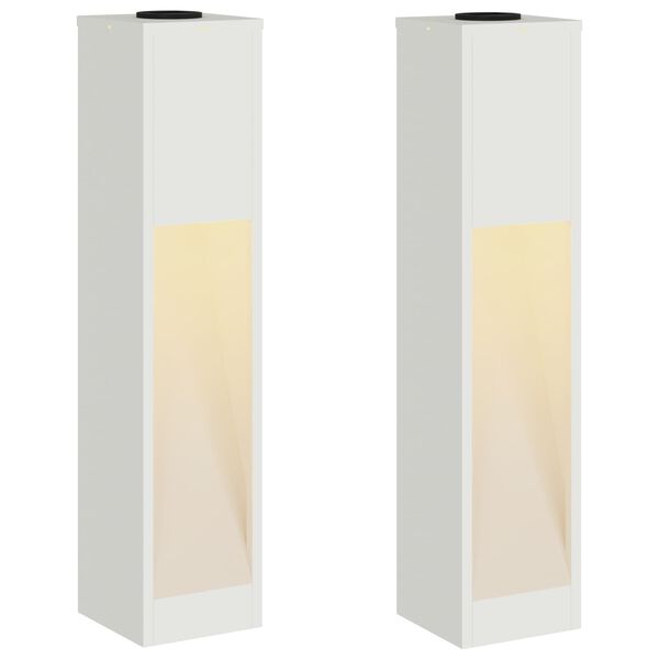 vidaXL Zonne LED Padverlichting 2 pcs Wit Koudgewalst staal
