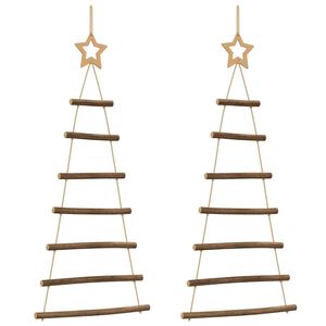 vidaXL Hangende kerstbomen met topsterren 2 st 42x90 cm natuurlijke tak