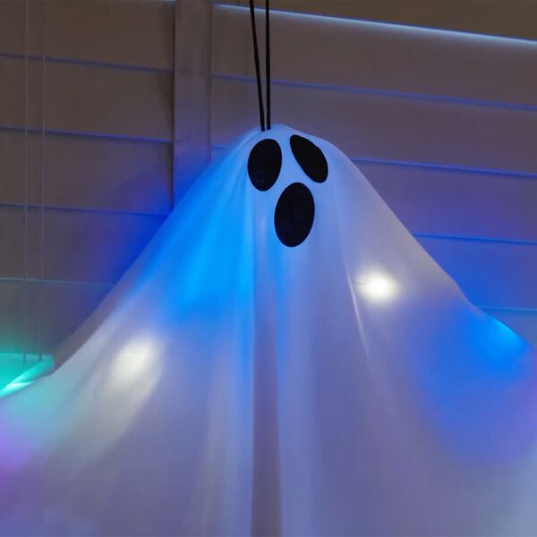 vidaXL Halloween Hangende Spook met 3 LED 3 pcs Wit Polyester
