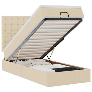 vidaXL Ottoman bed met matras en LED's 90x190cm stof cr&egrave;mekleurig