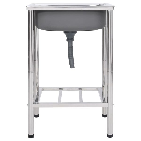 vidaXL Campinggootsteen enkele bak roestvrij staal