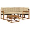 vidaXL Buiten bankenset met kussen 5 pcs Natuurlijk en Beige
