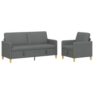 vidaXL Bankenset met opbergruimte 2 st Donkergrijs Polyester