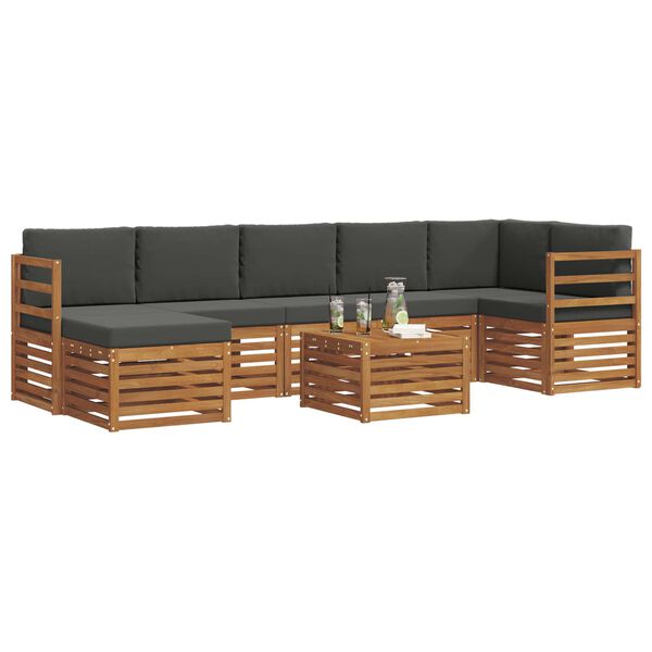 vidaXL Sofa-Sets 8 pcs Natuurlijk en Antraciet Massief Acaciahout