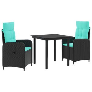 vidaXL Tuin eettafelset 3 st PE Rattan en Poeder-Coated Staal