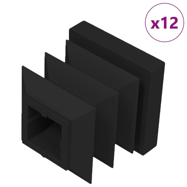 vidaXL Einddoppen 12 pcs Zwart 15 x 15 x 15 mm PP