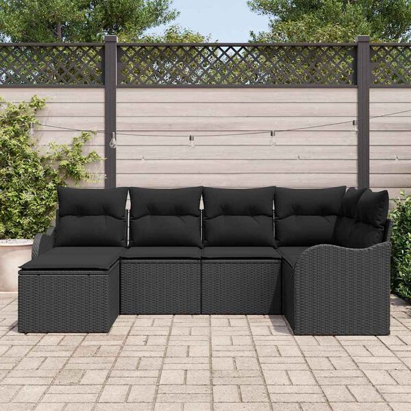 vidaXL Tuin Sofa Set 6 pcs Zwart poly rattan