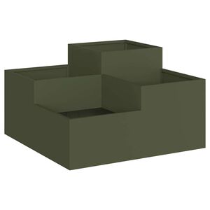 vidaXL Plantenbak Olijfgroen 80 x 80 x 48 cm Staal