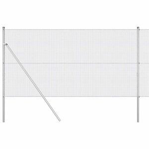 vidaXL gelast draadhek met grondbevestiging 10 x 1 m Zilverkleurig
