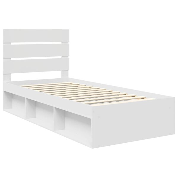 vidaXL Bedframe met hoofdeinde Wit 90 x 200 cm Massief grenenhout