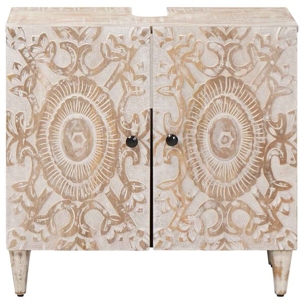 vidaXL Badkamer wastafelkast Wit 62 x 33 x 58 cm Massief Mango Hout