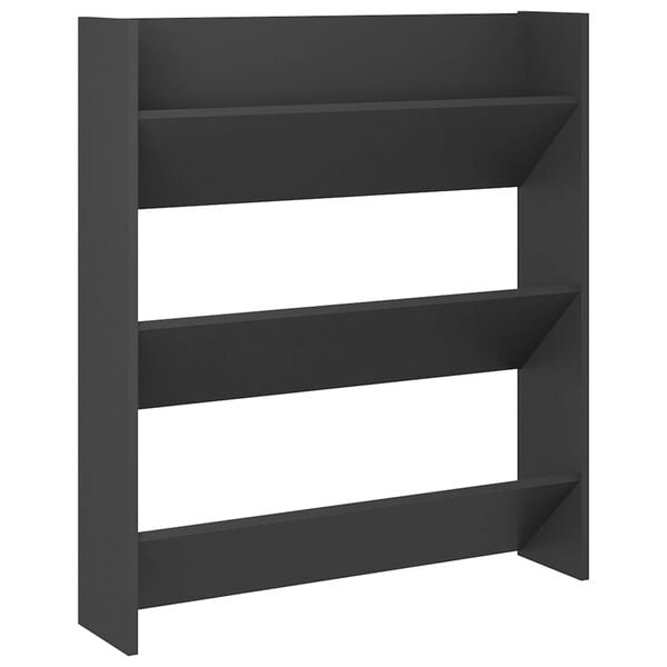vidaXL Wandschoenenkast 80x18x90 cm spaanplaat grijs
