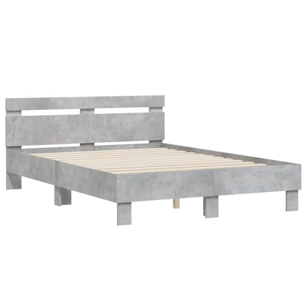 vidaXL Bedframe met hoofdeinde bewerkt hout betongrijs 120x200 cm