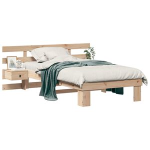 vidaXL Bedframe met hoofdeinde Bruin 90 x 190 cm Massief grenenhout