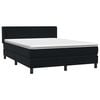 vidaXL Boxspring met matras fluweel zwart 160x210 cm