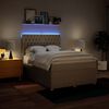vidaXL Boxspring met matras stof cr&egrave;mekleurig 140x190 cm