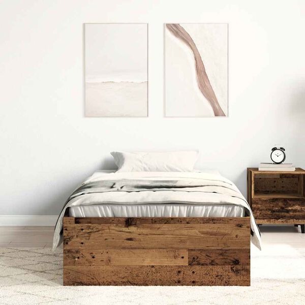 vidaXL Bedframe zonder matras 75x190 cm spaanplaat oud hout