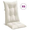 vidaXL Stoelkussens 6 st hoge rug 120x50x7 cm stof gem&ecirc;leerd cr&egrave;me