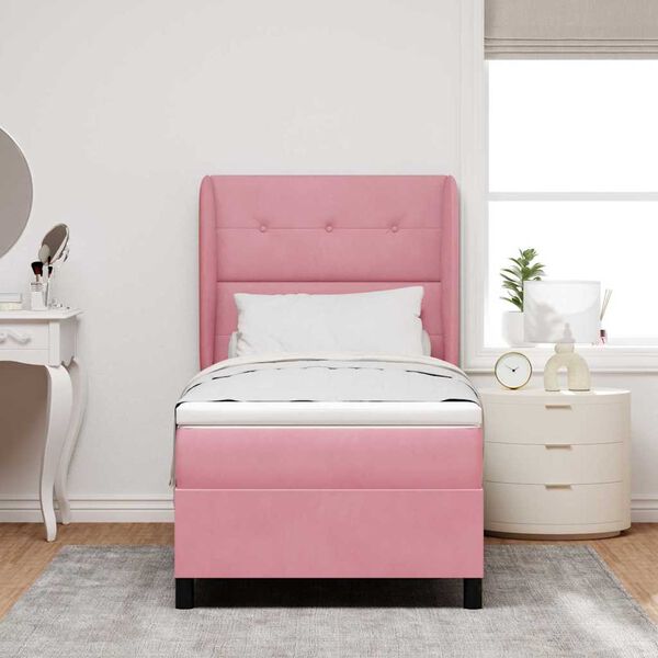 vidaXL Boxspringbed met matras Roze 200 x 80 cm Polyester