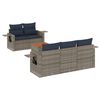vidaXL 6-delige tuinbankset met kussens, grijs polyrotan