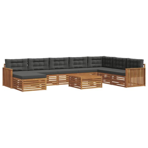 vidaXL Sofa-Sets 9 pcs Natuurlijk en Antraciet Massief Acaciahout