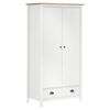 vidaXL Kledingkast Hill 2 deuren 89x50x170 cm massief grenenhout wit