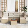 vidaXL Tuin Sofa Set met kussen 7 pcs Beige Poly riet