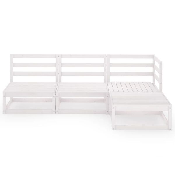 vidaXL 4-delige Loungeset massief grenenhout wit