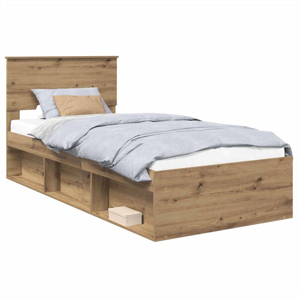 vidaXL Bedframe Ambachtelijk eiken 90 x 200 cm Bewerkt hout