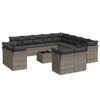 vidaXL 14-delige Loungeset met kussens poly rattan grijs