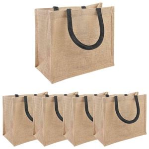 vidaXL Jute handtassen 5 Naturel en Zwart 26 x 22 x 14 cm