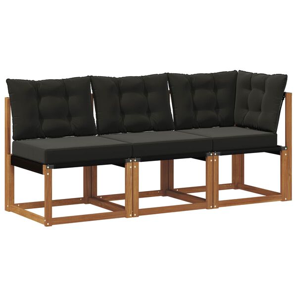 vidaXL Outdoor Midden- en Hoeksalon met kussen 3 Stuk Naturel