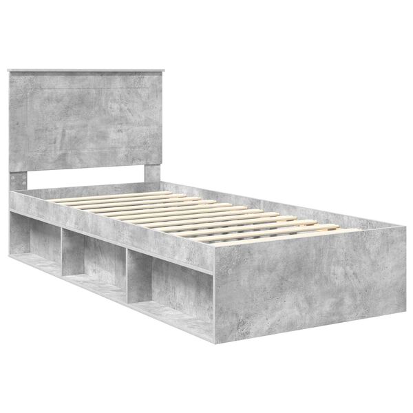 vidaXL Bedframe met hoofdeinde Beton 90 x 200 cm Massief grenenhout