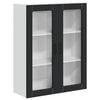 vidaXL Wandglas cabinet LUCCA Zwart 80 x 31 x 100 cm Bewerkt hout