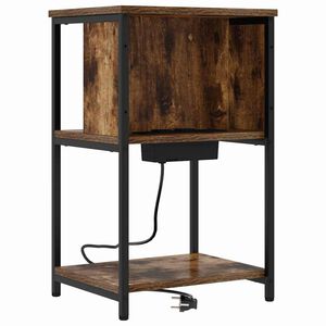 vidaXL Nachtkastje Gerookt eiken 38 x 31 x 61 cm Bewerkt hout