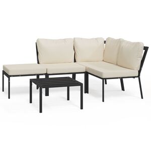 vidaXL 5-delige Loungeset met zandkleurige kussens staal