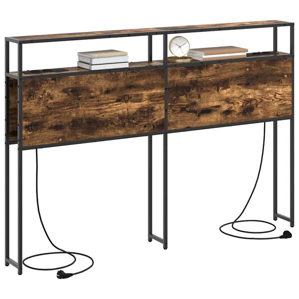 vidaXL Opberghoofdbord met plank Gerookt eiken 140 cm Bewerkt hout
