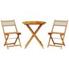 vidaXL 3-delige Bistroset poly rattan en massief hout beige