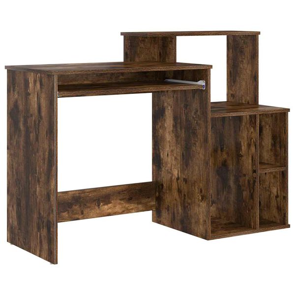 vidaXL Bureau met lade Gerookt eiken 120,5 x 44 x 88,5 cm Bewerkt hout