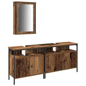 vidaXL Badkamermeubels met plank met opslag 3 pcs Bruin Bewerkt hout