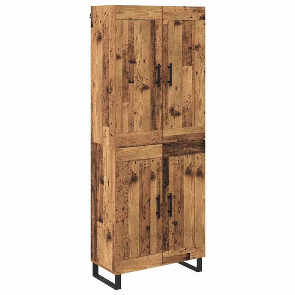 vidaXL Hoge kast Oudhout 69,5 x 34 x 180 cm Bewerkt hout