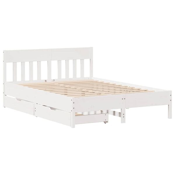 vidaXL Bedframe zonder matras massief grenenhout wit 120x200 cm
