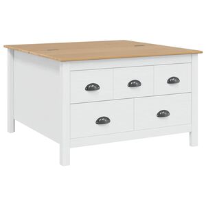 vidaXL Salontafel met lade Wit en honingbruin 79.5 x 79.5 x 49 cm