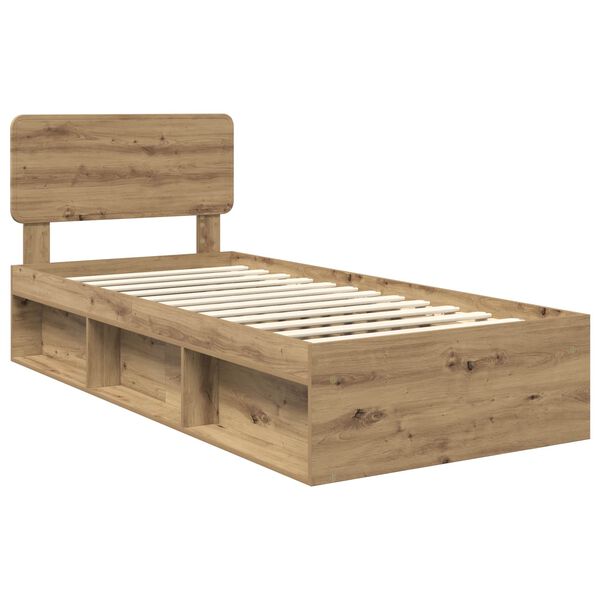 vidaXL Bedframe Ambachtelijk eiken 90 x 190 cm Massief grenenhout