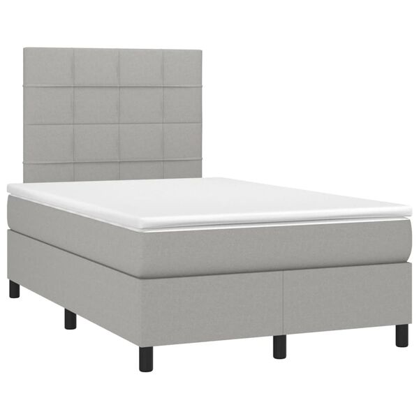 vidaXL Boxspring met matras stof lichtgrijs 120x190 cm
